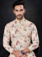 Light Brown Cotton Digital Print Readymade Kurta Pajama